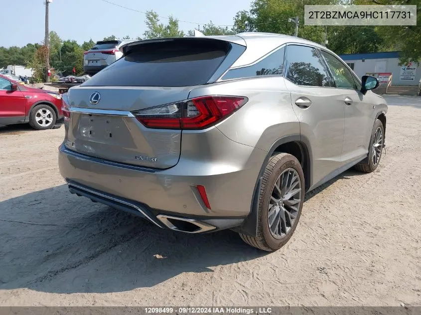 2017 Lexus Rx 350/Base/F Sport VIN: 2T2BZMCA9HC117731 Lot: 12098499