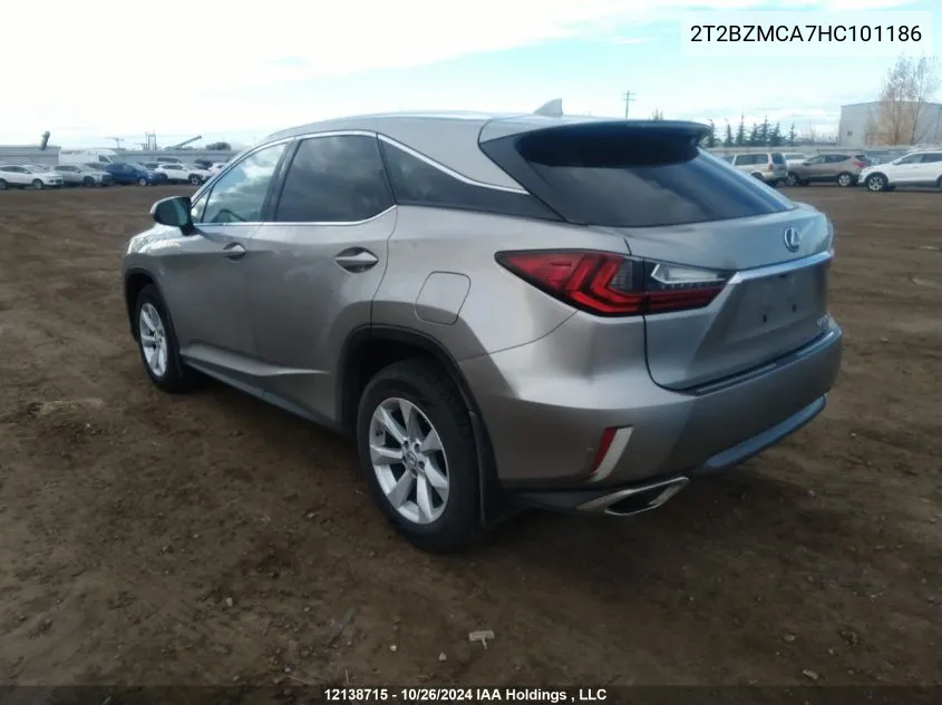 2017 Lexus Rx 350/Base/F Sport VIN: 2T2BZMCA7HC101186 Lot: 12138715