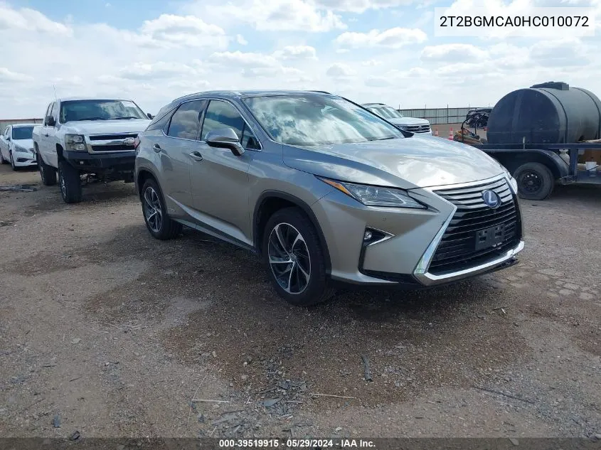 2T2BGMCA0HC010072 2017 Lexus Rx 450H