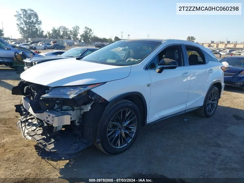 2017 Lexus Rx 350 F Sport VIN: 2T2ZZMCA0HC060298 Lot: 39792005