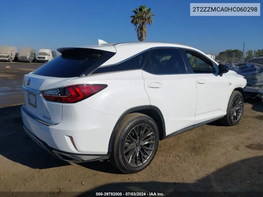 2017 Lexus Rx 350 F Sport VIN: 2T2ZZMCA0HC060298 Lot: 39792005