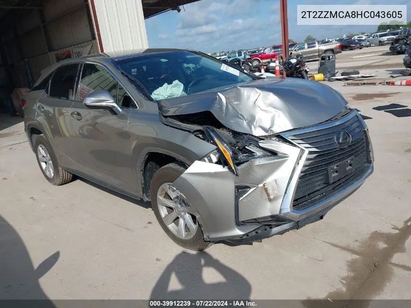 2017 Lexus Rx 350 VIN: 2T2ZZMCA8HC043605 Lot: 39912239