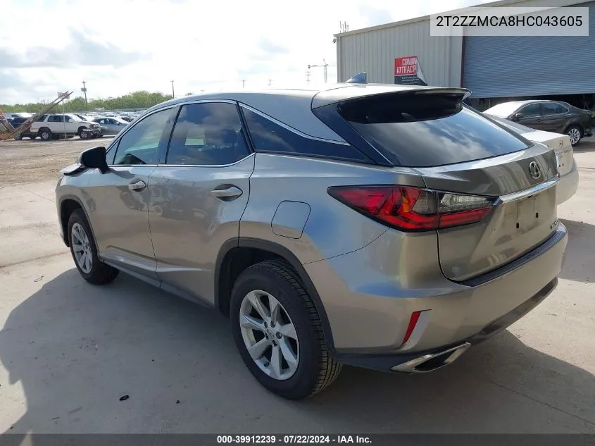 2017 Lexus Rx 350 VIN: 2T2ZZMCA8HC043605 Lot: 39912239