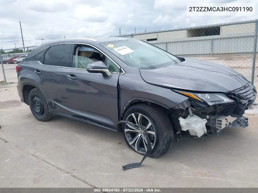 2017 Lexus Rx 350 VIN: 2T2ZZMCA3HC091190 Lot: 39934163