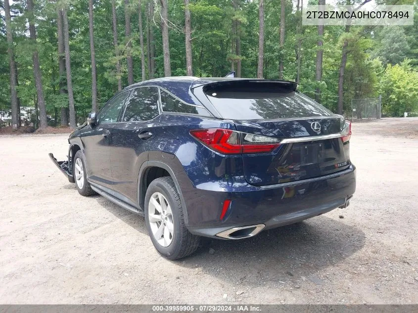 2017 Lexus Rx 350 VIN: 2T2BZMCA0HC078494 Lot: 39959905