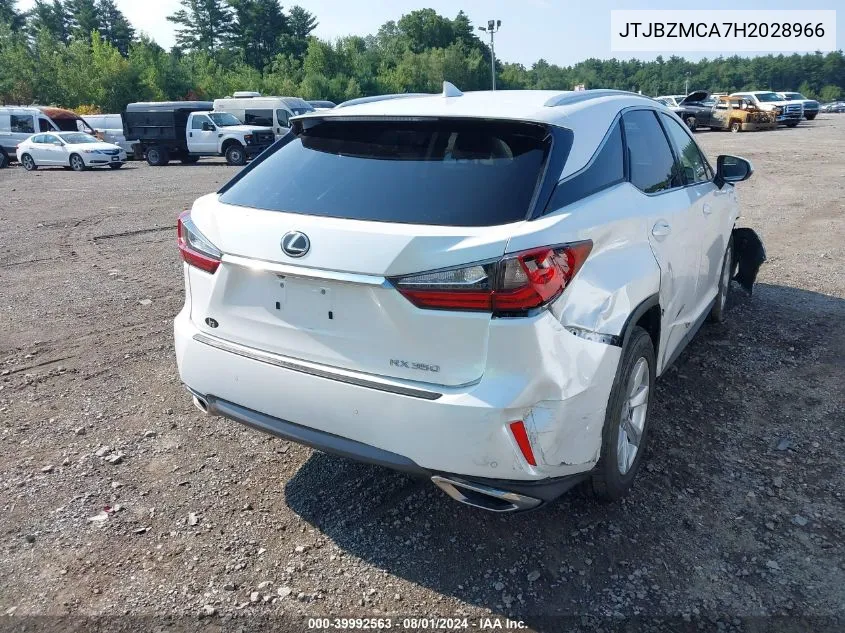 2017 Lexus Rx 350 VIN: JTJBZMCA7H2028966 Lot: 39992563