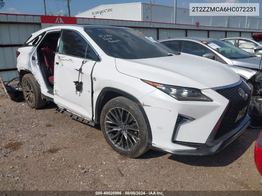 2017 Lexus Rx 350 F Sport VIN: 2T2ZZMCA6HC072231 Lot: 40028986