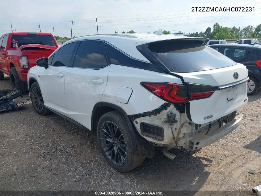 2017 Lexus Rx 350 F Sport VIN: 2T2ZZMCA6HC072231 Lot: 40028986