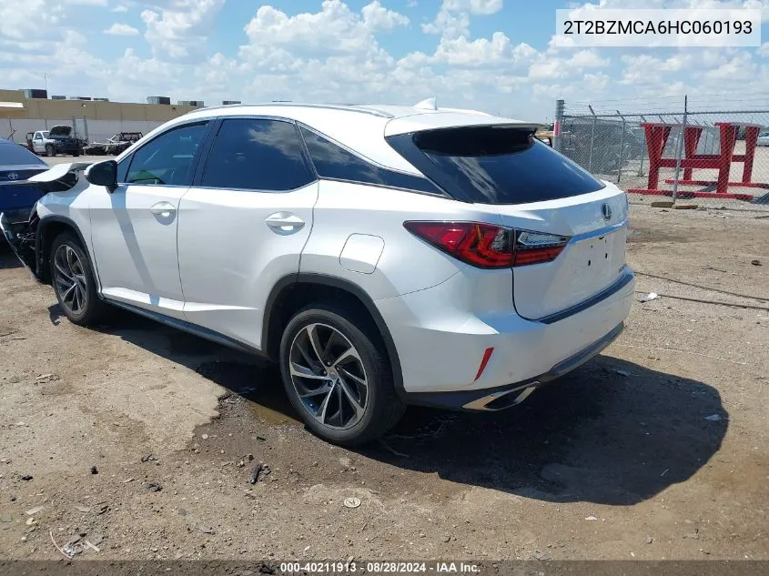 2017 Lexus Rx 350 VIN: 2T2BZMCA6HC060193 Lot: 40211913