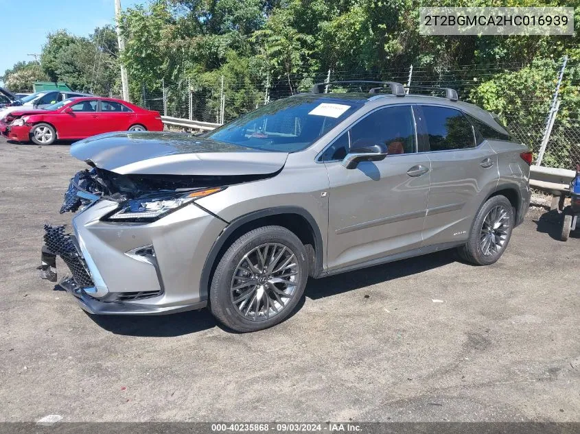 2017 Lexus Rx 450H F Sport VIN: 2T2BGMCA2HC016939 Lot: 40235868