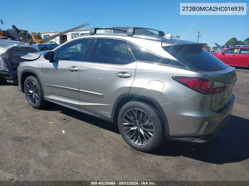 2T2BGMCA2HC016939 2017 Lexus Rx 450H F Sport