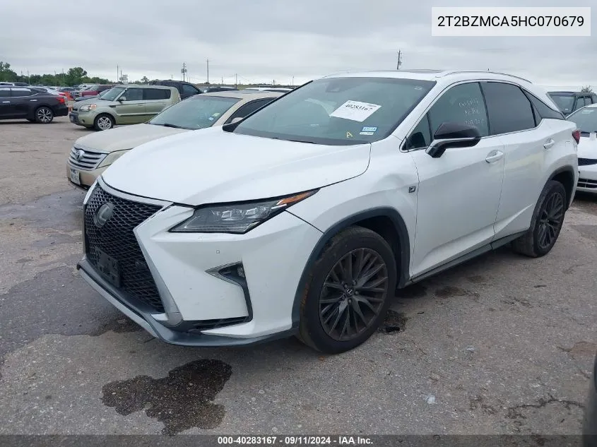 2017 Lexus Rx 350 F Sport VIN: 2T2BZMCA5HC070679 Lot: 40283167