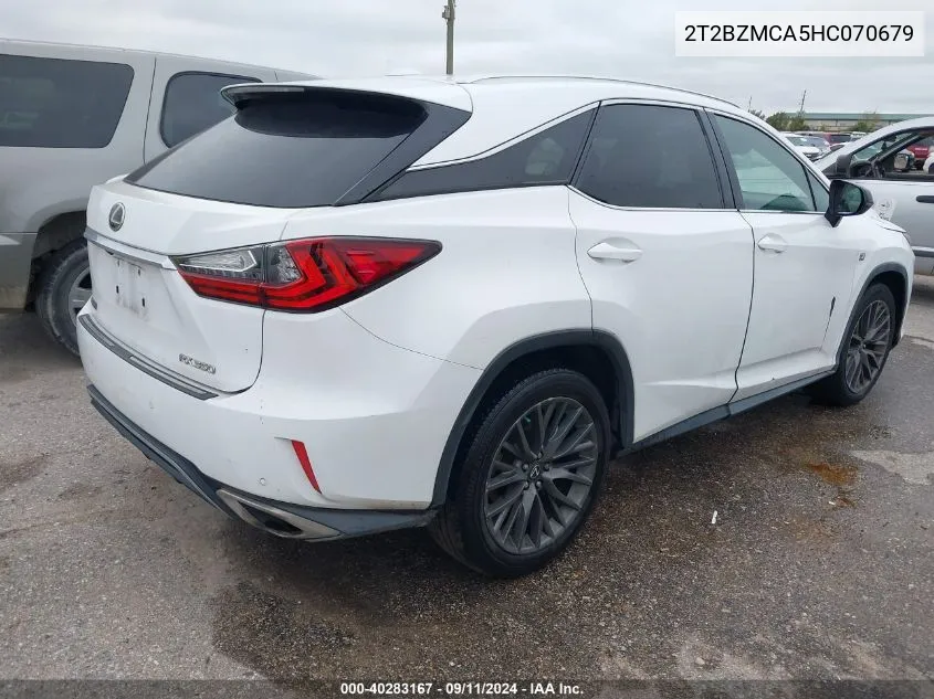 2017 Lexus Rx 350 F Sport VIN: 2T2BZMCA5HC070679 Lot: 40283167