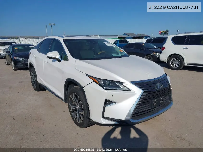 2017 Lexus Rx 350 VIN: 2T2ZZMCA2HC087731 Lot: 40294895