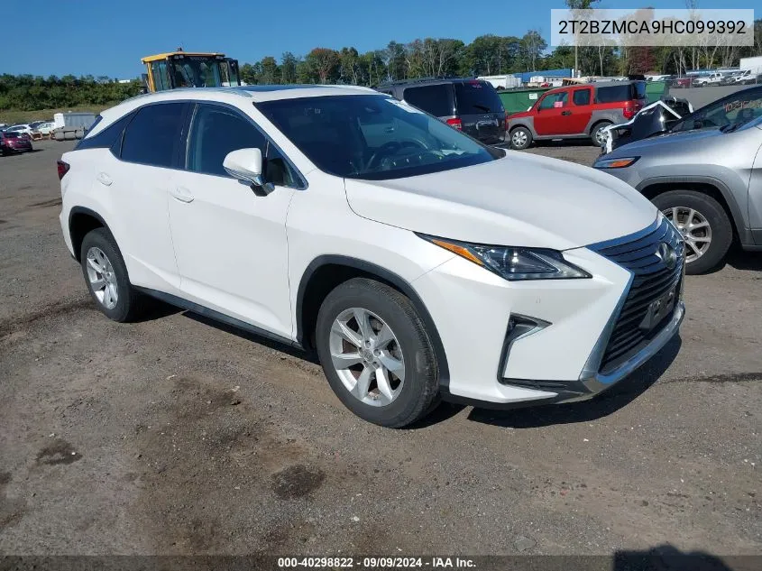 2017 Lexus Rx 350 VIN: 2T2BZMCA9HC099392 Lot: 40298822