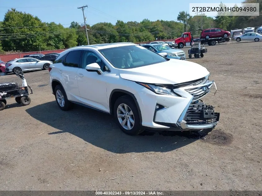 2017 Lexus Rx 350 VIN: 2T2BZMCA1HC094980 Lot: 40302343