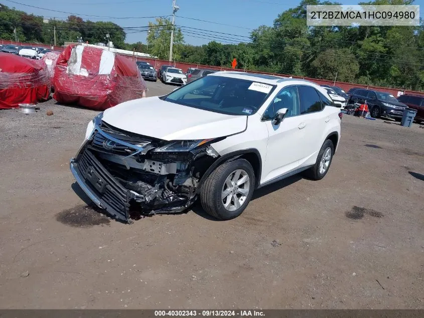 2017 Lexus Rx 350 VIN: 2T2BZMCA1HC094980 Lot: 40302343