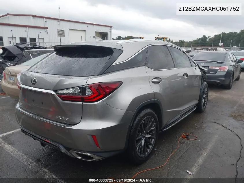 2017 Lexus Rx 350 F Sport VIN: 2T2BZMCAXHC061752 Lot: 40333725