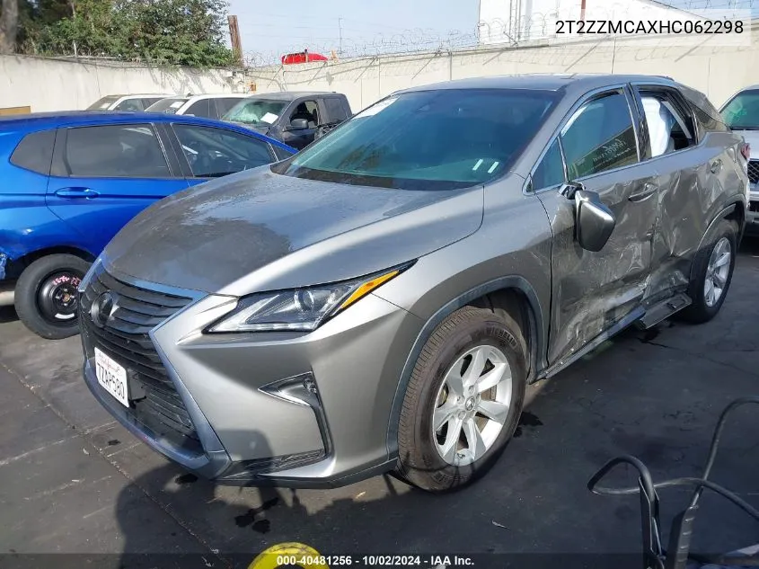 2017 Lexus Rx 350 VIN: 2T2ZZMCAXHC062298 Lot: 40481256