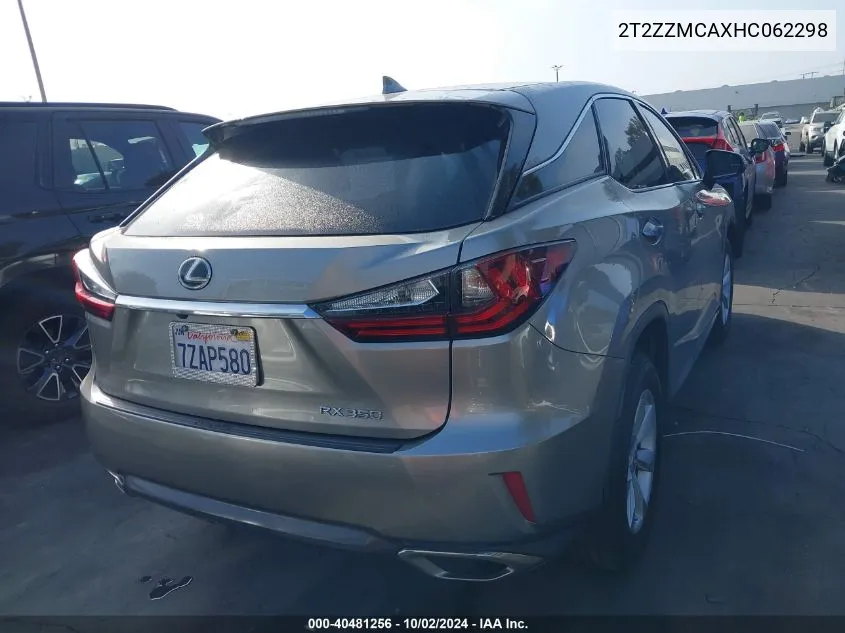 2T2ZZMCAXHC062298 2017 Lexus Rx 350