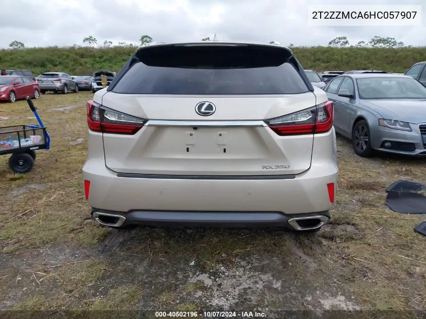 2017 Lexus Rx 350 VIN: 2T2ZZMCA6HC057907 Lot: 40502196