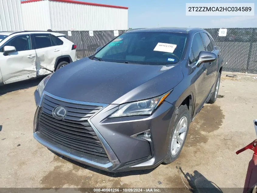 2017 Lexus Rx 350/Base/F Sport VIN: 2T2ZZMCA2HC034589 Lot: 40561256