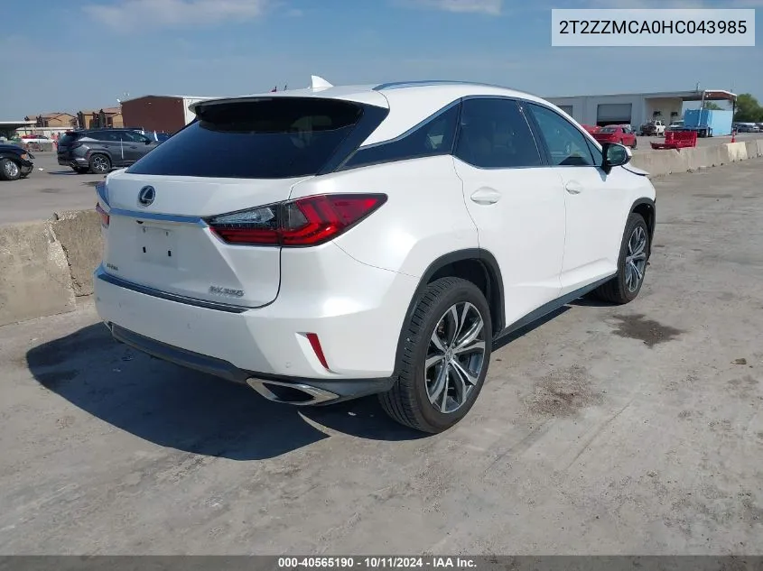 2017 Lexus Rx 350 VIN: 2T2ZZMCA0HC043985 Lot: 40565190