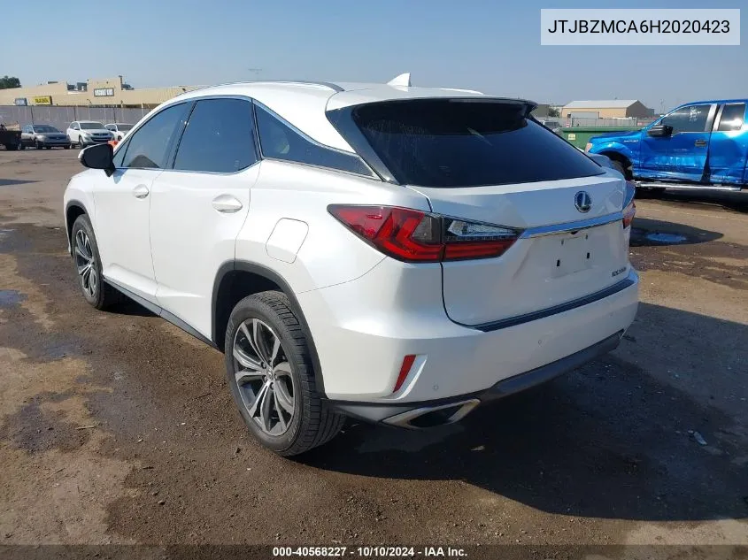 2017 Lexus Rx 350 VIN: JTJBZMCA6H2020423 Lot: 40568227