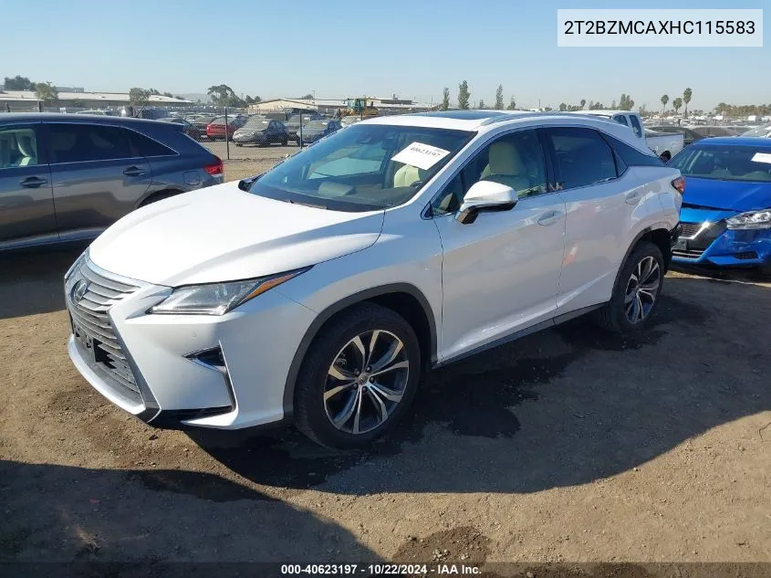 2017 Lexus Rx 350 VIN: 2T2BZMCAXHC115583 Lot: 40623197