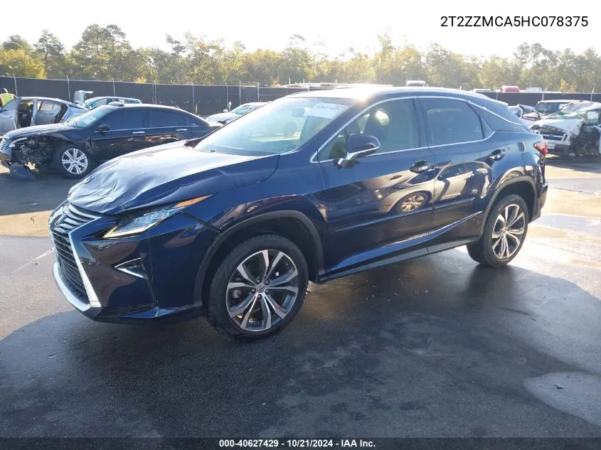 2017 Lexus Rx 350 VIN: 2T2ZZMCA5HC078375 Lot: 40627429