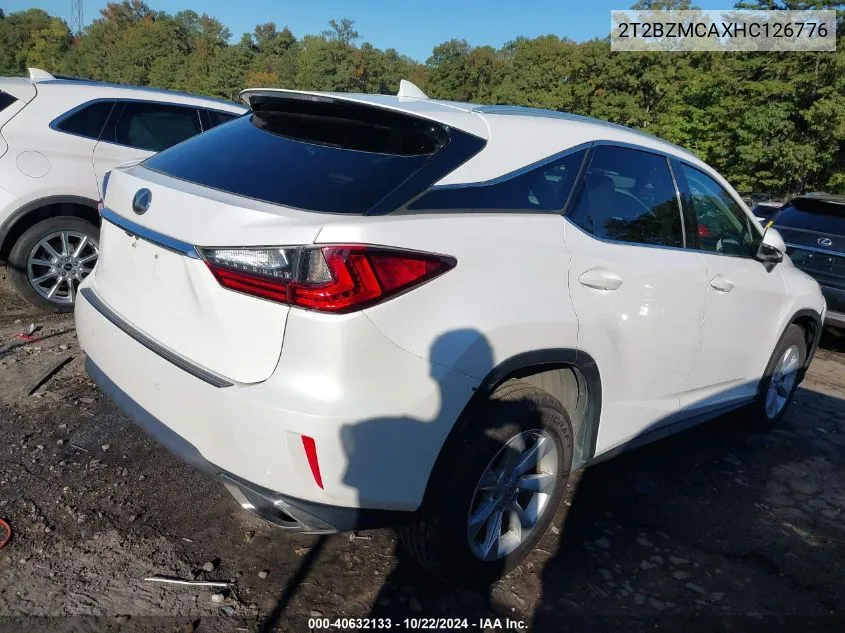 2017 Lexus Rx 350 VIN: 2T2BZMCAXHC126776 Lot: 40632133