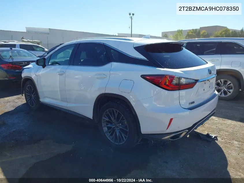 2017 Lexus Rx 350 F Sport VIN: 2T2BZMCA9HC078350 Lot: 40644956