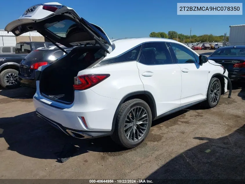 2017 Lexus Rx 350 F Sport VIN: 2T2BZMCA9HC078350 Lot: 40644956