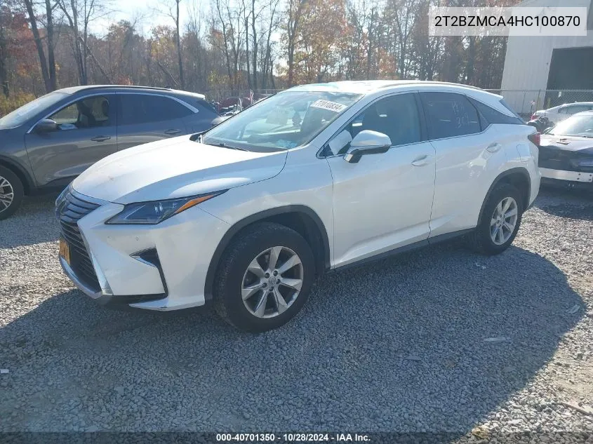 2017 Lexus Rx 350 VIN: 2T2BZMCA4HC100870 Lot: 40701350