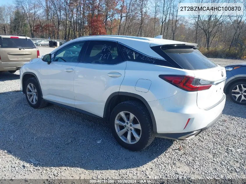 2017 Lexus Rx 350 VIN: 2T2BZMCA4HC100870 Lot: 40701350