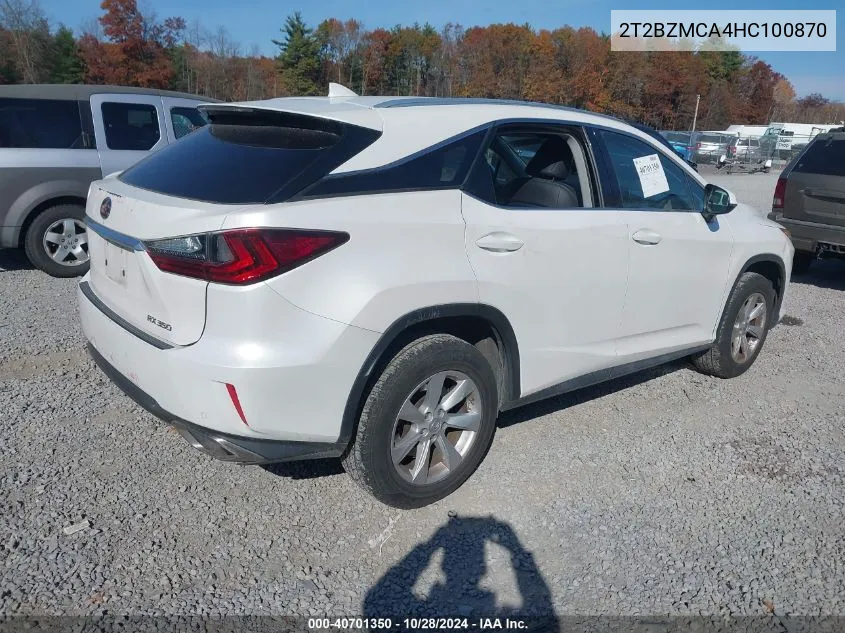 2017 Lexus Rx 350 VIN: 2T2BZMCA4HC100870 Lot: 40701350