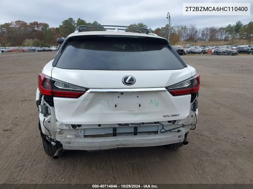 2017 Lexus Rx 350 VIN: 2T2BZMCA6HC110400 Lot: 40714846