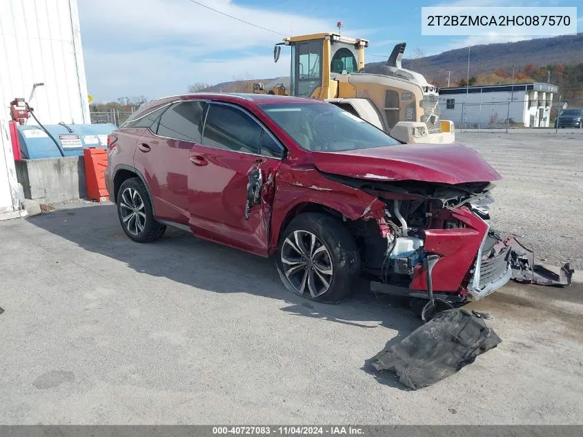 2017 Lexus Rx 350 VIN: 2T2BZMCA2HC087570 Lot: 40727083