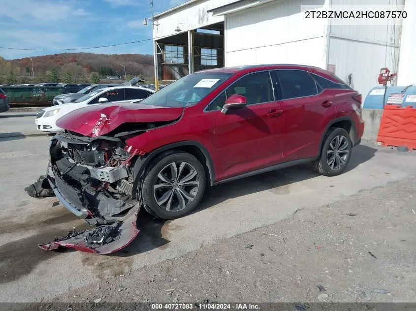 2017 Lexus Rx 350 VIN: 2T2BZMCA2HC087570 Lot: 40727083