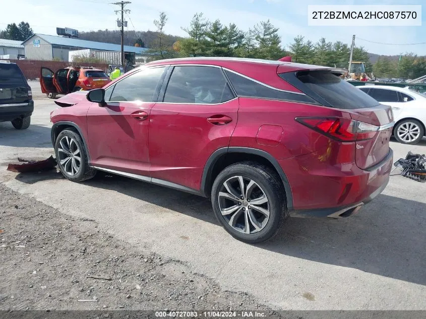 2017 Lexus Rx 350 VIN: 2T2BZMCA2HC087570 Lot: 40727083