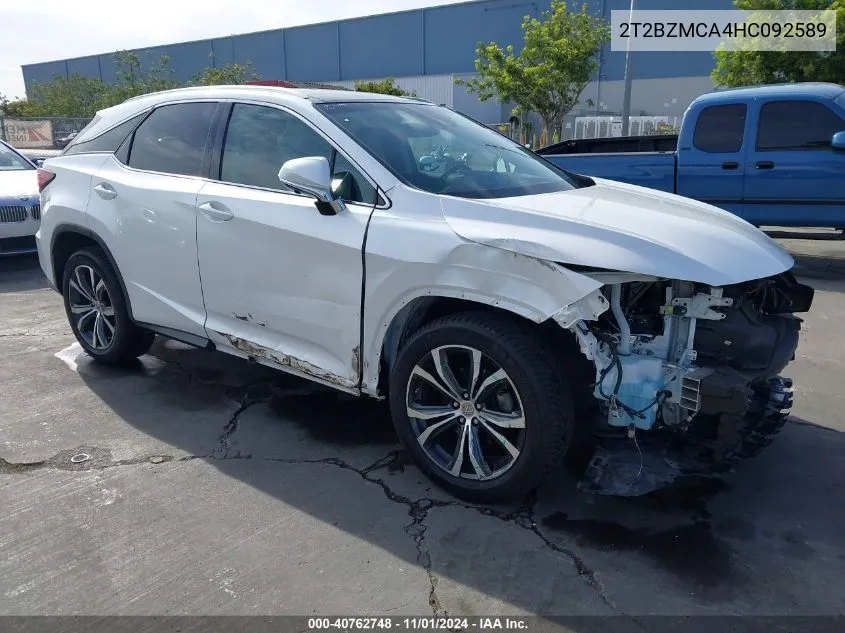 2017 Lexus Rx 350 VIN: 2T2BZMCA4HC092589 Lot: 40762748