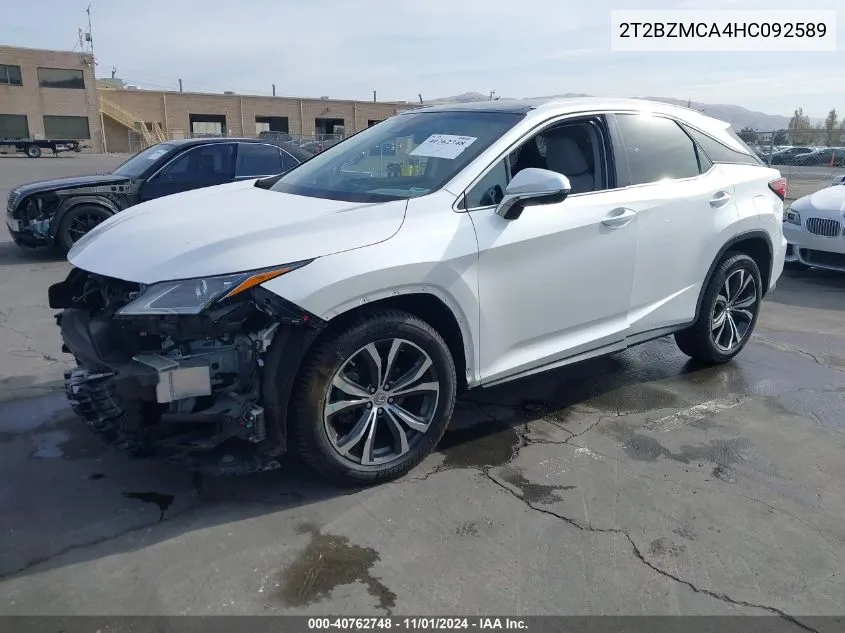 2017 Lexus Rx 350 VIN: 2T2BZMCA4HC092589 Lot: 40762748