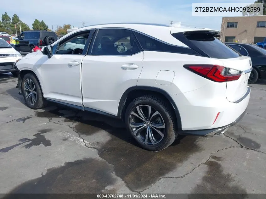 2017 Lexus Rx 350 VIN: 2T2BZMCA4HC092589 Lot: 40762748