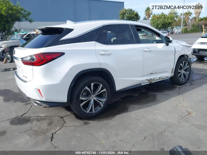 2017 Lexus Rx 350 VIN: 2T2BZMCA4HC092589 Lot: 40762748