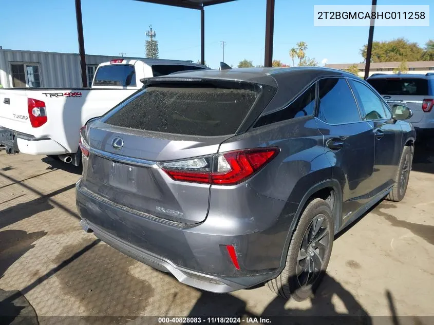 2017 Lexus Rx 450H VIN: 2T2BGMCA8HC011258 Lot: 40828083