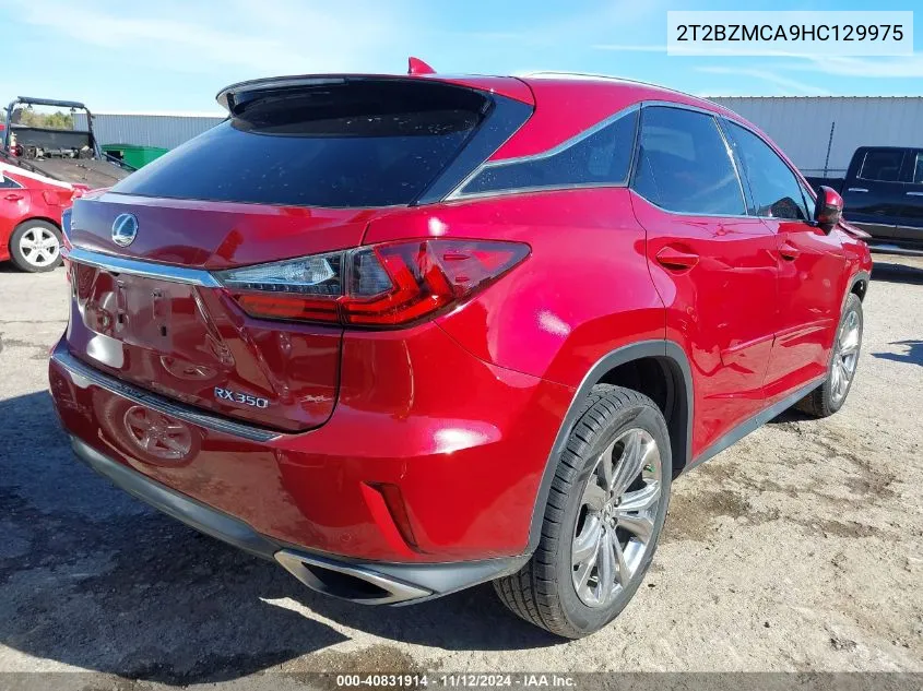 2T2BZMCA9HC129975 2017 Lexus Rx 350