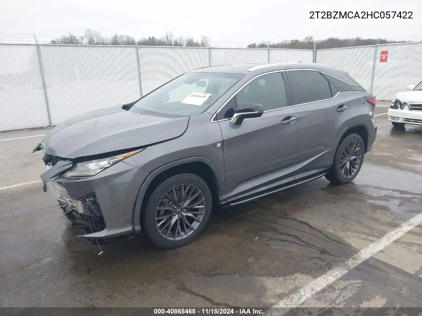 2017 Lexus Rx 350/Base/F Sport VIN: 2T2BZMCA2HC057422 Lot: 40868468