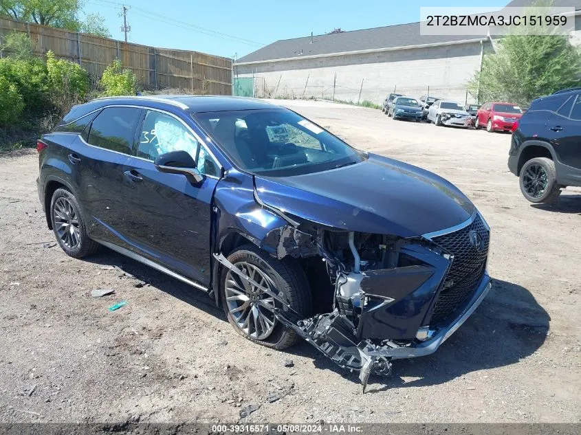 2018 Lexus Rx 350 F Sport VIN: 2T2BZMCA3JC151959 Lot: 39316571