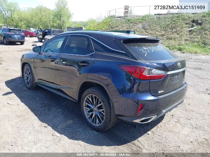 2018 Lexus Rx 350 F Sport VIN: 2T2BZMCA3JC151959 Lot: 39316571