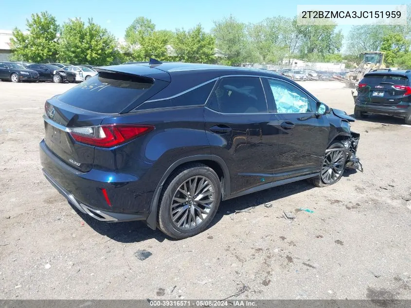 2018 Lexus Rx 350 F Sport VIN: 2T2BZMCA3JC151959 Lot: 39316571